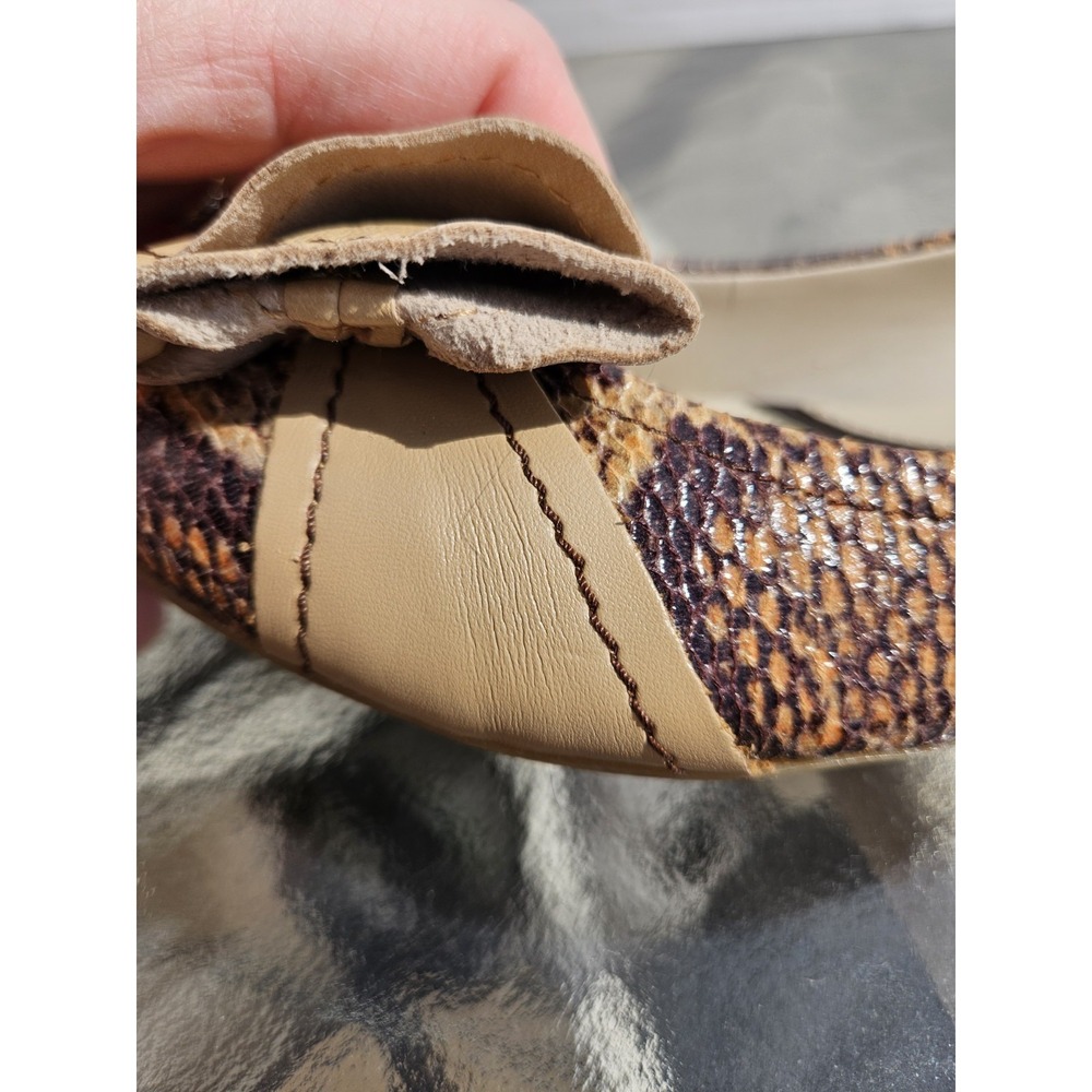 Naturalizer Flats 8W Brown Snakeskin Look Leather Decade Bow N5 Comfort Neutral - Picture 14 of 16